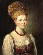 Ivan Argunov Portrait of Peasant Woman in Russian Costume USA oil painting artist